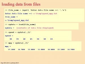 loading data from files filename input Enter data