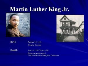 Martin Luther King Jr Birth January 15 1929