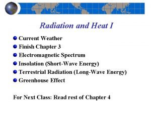 Radiation and Heat I Current Weather Finish Chapter