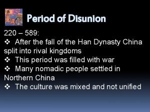 The period of disunion