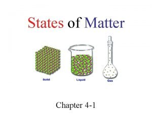 States of Matter Chapter 4 1 Four States