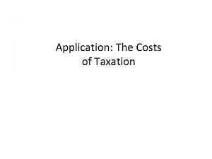 Application The Costs of Taxation Deadweight Loss of