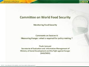 Committee on World Food Security Monitoring Food Security