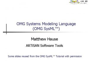 OMG Systems Modeling Language OMG Sys ML Matthew