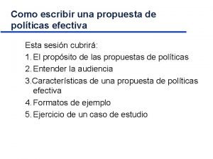 Como escribir una propuesta de polticas efectiva Esta