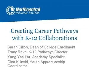 Creating Career Pathways with K12 Collaborations Sarah Dillon