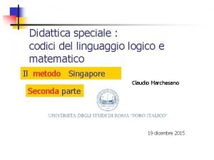 Didattica speciale codici del linguaggio logico e matematico