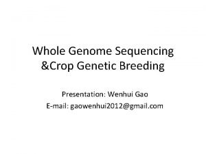 Whole Genome Sequencing Crop Genetic Breeding Presentation Wenhui