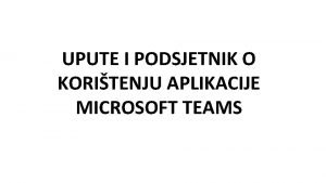 Microsoft teams upute