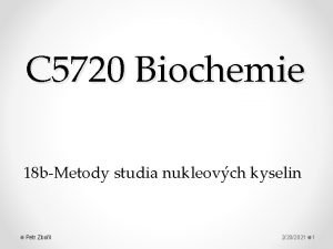 C 5720 Biochemie 18 bMetody studia nukleovch kyselin