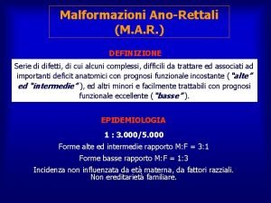 Malformazioni anorettali classificazione