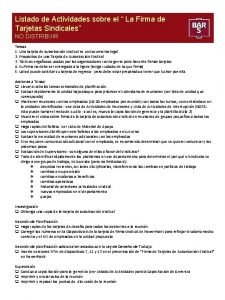 Listado de Actividades sobre el La Firma de