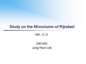 Study on the Mixcolumn of Rijndael 2001 12