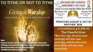 TO TITHE OR NOT TO TITHE FPREACHED AUGUST