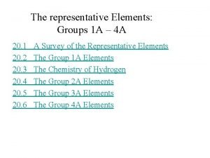 The representative Elements Groups 1 A 4 A