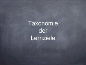 Taxonomie der lernziele
