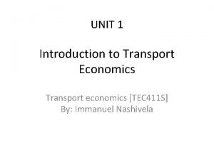 Unit 1 introduction to logistics