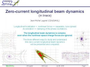 Zerocurrent longitudinal beam dynamics in linacs JeanMichel Lagniel