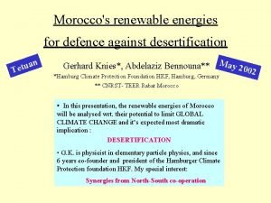 Moroccos renewable energies for defence against desertification n