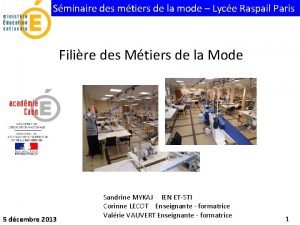 Sminaire des mtiers de la mode Lyce Raspail