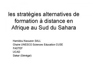 les stratgies alternatives de formation distance en Afrique