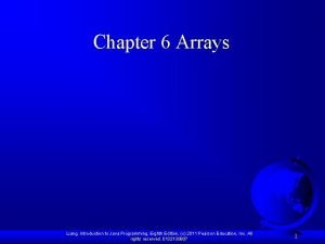 Chapter 6 Arrays Liang Introduction to Java Programming