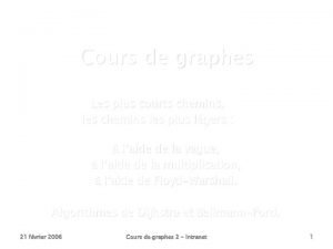 Cours de graphes Les plus courts chemins les