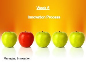Week 6 Innovation Process Managing Innovation Outline 1