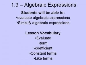 1-3 algebraic expressions