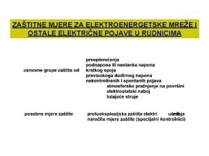 ZATITNE MJERE ZA ELEKTROENERGETSKE MREE I OSTALE ELEKTRINE