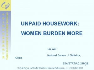 NATIONAL BUREAU OF STATISTICS OF CHINA UNPAID HOUSEWORK