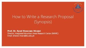 Research proposal synopsis