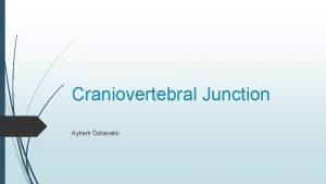 Craniovertebral Junction Ayberk zkavakl What is craniovertebreal junction