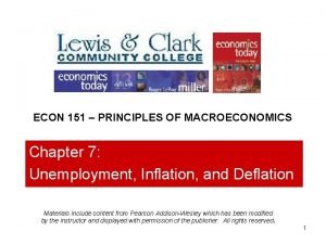 ECON 151 PRINCIPLES OF MACROECONOMICS Chapter 7 Unemployment