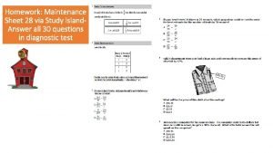 Homework Maintenance Sheet 28 via Study Island Answer
