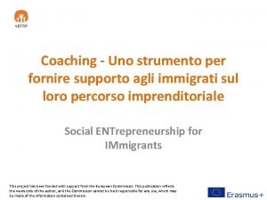 Coaching Uno strumento per fornire supporto agli immigrati