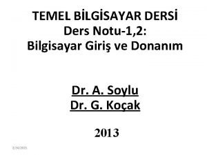 TEMEL BLGSAYAR DERS Ders Notu1 2 Bilgisayar Giri