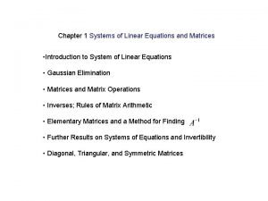 Homogeneous system of linear equations matrix
