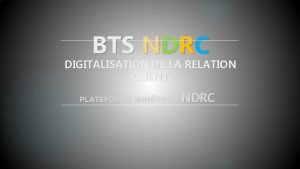 BTS NDRC DIGITALISATION DE LA RELATION CLIENT PLATEFORME