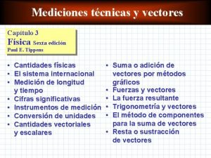 Mediciones tcnicas y vectores Captulo 3 Fsica Sexta