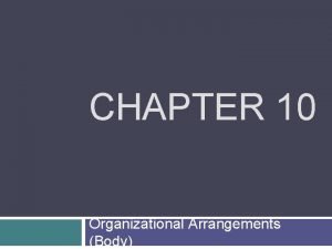 CHAPTER 10 Organizational Arrangements Body Informative Types of
