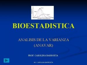 BIOESTADISTICA ANALISIS DE LA VARIANZA ANAVAR PROF CAROLINA