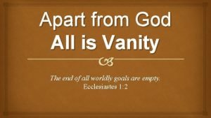 God of vanity