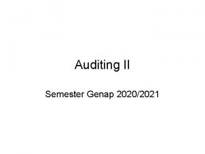 Auditing II Semester Genap 20202021 Perencanaan pendahuluan 1