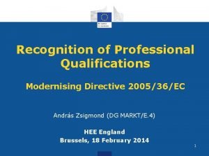 Recognition of Professional Qualifications Modernising Directive 200536EC Andrs