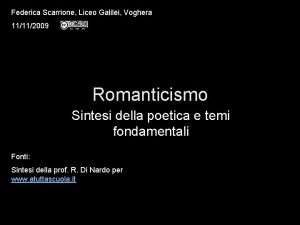 Romanticismo sintesi