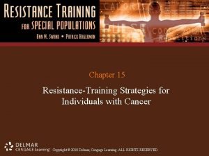 Chapter 15 ResistanceTraining Strategies for Individuals with Cancer