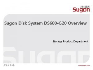 Sugon Disk System DS 600 G 20 Overview
