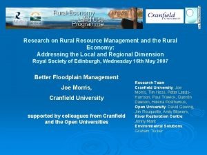 Rural resource management