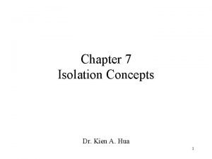 Chapter 7 Isolation Concepts Dr Kien A Hua